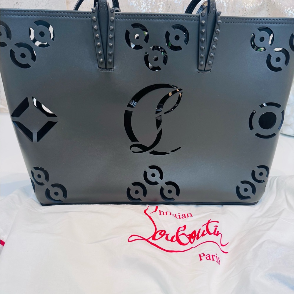 Authentic Christian Louboutin Gray Tote Bag with Pouch- NWT